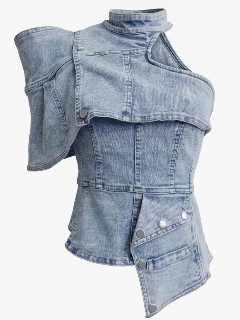 Brand new off shoulder Denim Statement Top — corset Jean Vest Fits Like Medium